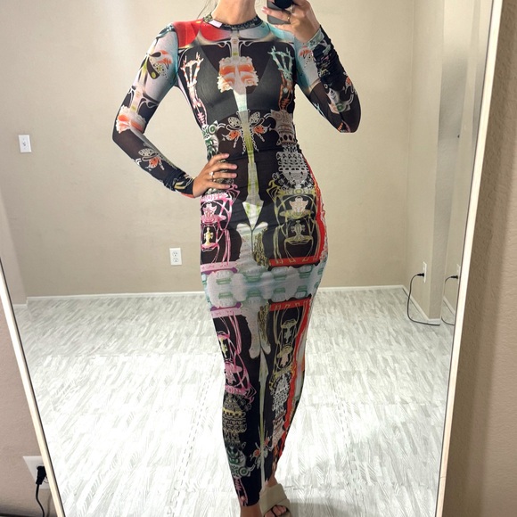 Skims Mesh Fitted Long Dress - Picture 8 of 15